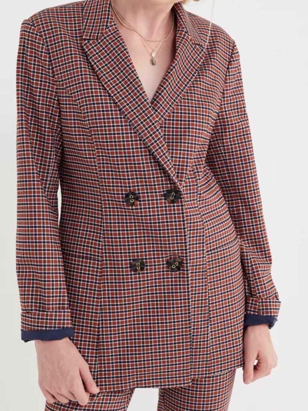 ♥️ UO Jacques Plaid Double-Breasted Blazer - Picture 3 of 6
